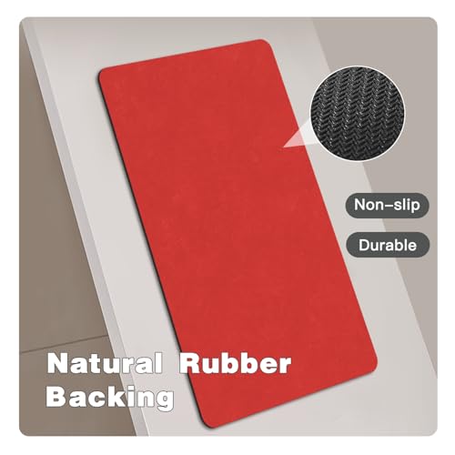 Red Non Slip Bath Mat 20x48 Inch Thin Bathroom Rug Christmas Decor