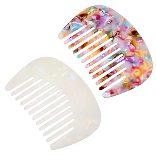 2 Pcs Wide Tooth Hair Comb Anti-Static Pocket Size Acetate Mini Detangling