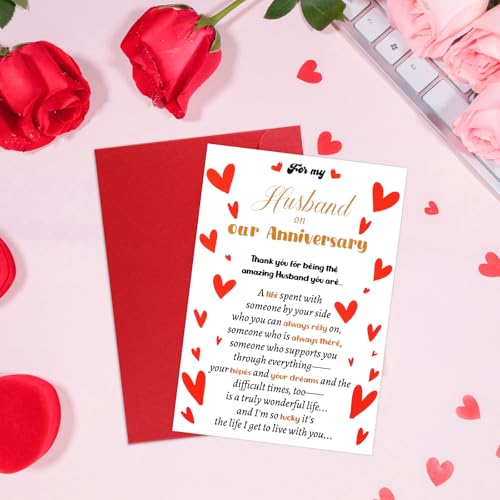 Romantic Anniversary Card for Husband with Red Envelope