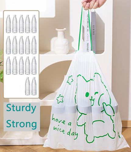 4 Gallon Drawstring Trash Bags - 60 Count with Floral Print