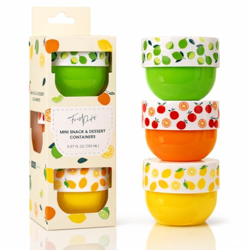 MosJos Snack Containers Set - 4 Oz Food Storage Cups with Lids (3 Colors)