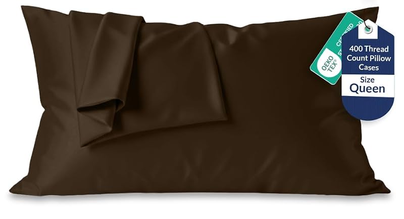 Royale Linens 400 Thread Count Cotton Queen Pillowcase Set - Hazel Nut