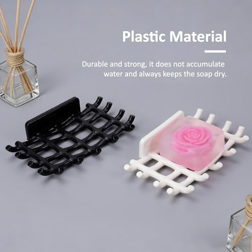 Boolydar White Soap Dish Set - Self-Adhesive, No Drill, Self-Draining