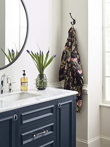 Amerock Adare Matte Black Double Prong Wall Hook - Stylish Entryway & Bathroom Organizer