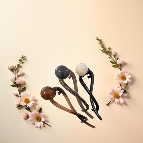 Vintage Pearl Hair Clips Set, French Twist Banana Clips with Non-Slip Grip