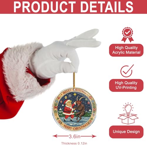 Krampus Dancing Funny Christmas Ornament - 3.6 Acrylic Naughty Holiday Decor