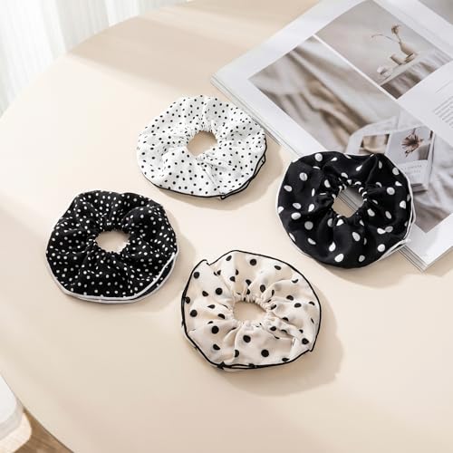 FNANJWQ Oversized Polka Dot Hair Scrunchies 4-Pack Large Hair Ties