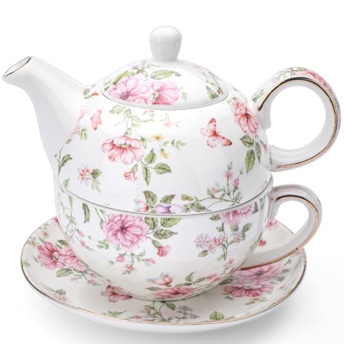 Ceramic Tea Cup Set with Teapot and Saucer - Cg1 Variation