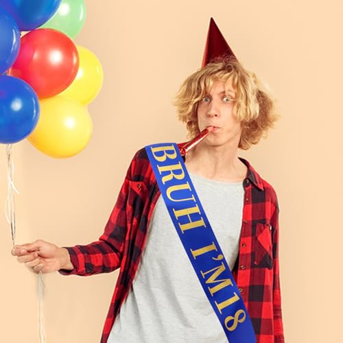 BRUH I’M 18 Birthday Sash - Fun Satin Party Decoration