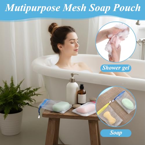 20 Pcs Mesh Soap Bags Exfoliating Soap Saver Pouch with Drawstring