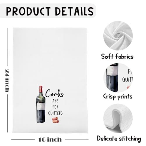 Corks are for Quitters Funny Wine Kitchen Towels - Wine001, 16x24