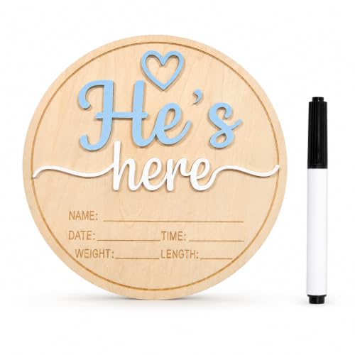 Wooden Baby Announcement Sign - 5.9 Inch Newborn Photo Prop