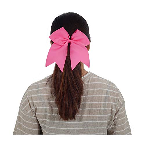 OAOLEER 8-Inch Large Pink Cheer Hair Bow with Elastic Ponytail Holder