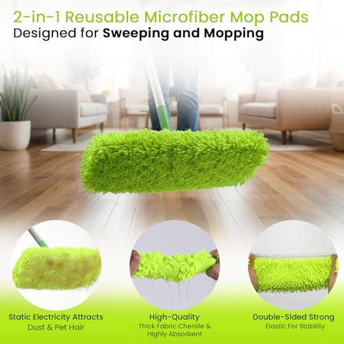 Snuvid 2-in-1 Microfiber Mop Pads for Swiffer Sweeper - 4-Pack