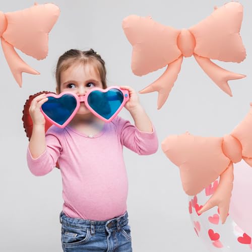 Large Pink Bow Balloons - 3 Pcs Reusable Decorations for Parties