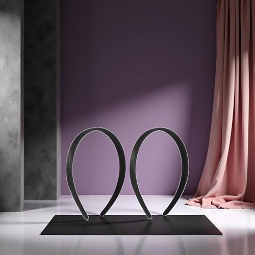 Black Satin Wide Headbands Anti-Slip Hair Hoops for Women 2-Pack