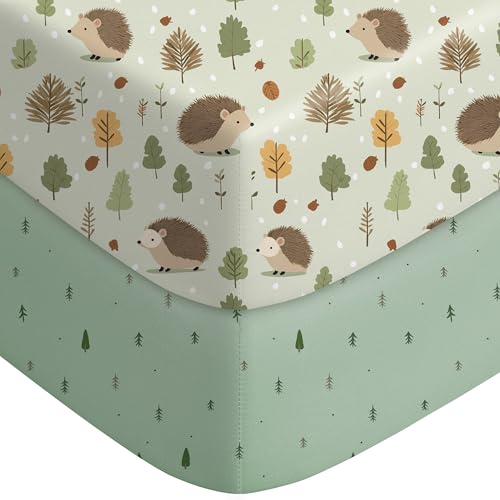 FILLEEP 2-Pack Fitted Crib Sheets - Soft Breathable Hedgehog Print
