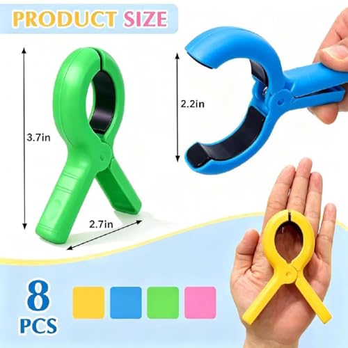 8 Pack Heavy Duty Windproof Beach Towel Clips with Storage Bag - Vibrant Colors