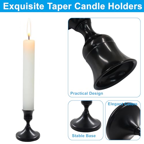 Waziaqoc Set of 2 Black Taper Candle Holders, Vintage Metal