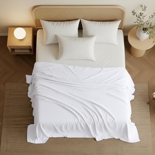 Utopia Bedding Flat Sheets Pack of 6 - Soft Microfiber, Full Size, White