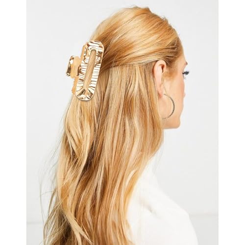 ANBALA Gold Metal Hair Claw Clips - 3.9 Inch Strong Hold Geometric Hair Accessories for Thick and Thin Hair, 2 Pack