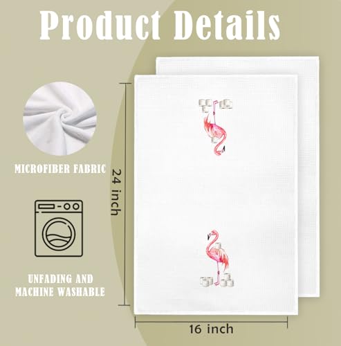 Hot Pink Flamingo Hand Towels - 16x24 Inch Decorative Towels