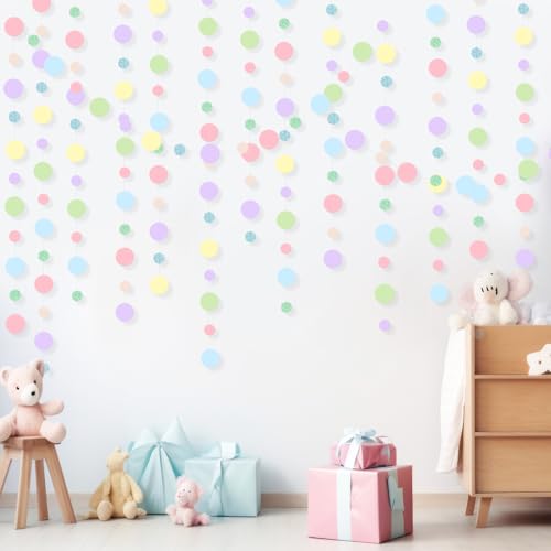 Outus Pastel Circle Garland Banners, 5-Piece Paper Hanging Streamer Set