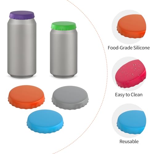 6-Pack Reusable Silicone Soda Can Lids - BPA-Free, Dustproof Can Covers