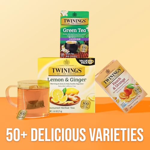 Twinings Peach & Orange Herbal Tea Bags, 20 Count (Pack of 2) - Caffeine-Free & Fruity