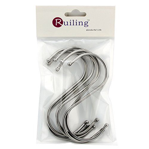 X-Large Heavy-Duty Stainless Steel S Hooks - 6 Pack for Organizing