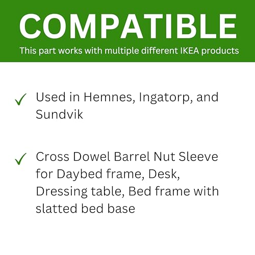 Cross Dowel Barrel Nut Sleeve Replacement for IKEA #121122 - Pack of 8