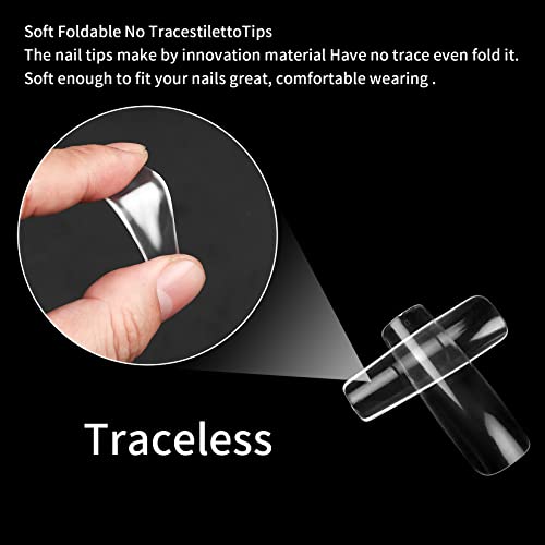 Clear Coffin Nail Tips 240 Pcs Full Cover False Acrylic Nails