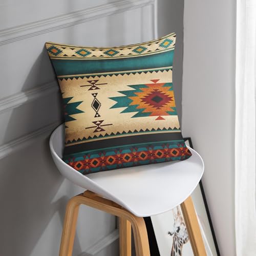 Emvency Western Tribal Turquoise Throw Pillow Cover, 16 x 16 Inch