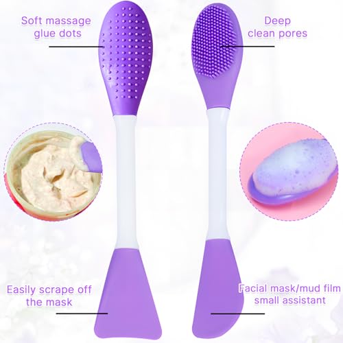 Silicone Facial Cleansing Brush and Face Mask Applicator - 2 Pcs Purple