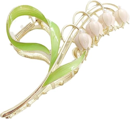 Pink Lily of the Valley Metal Hair Claw Clip for Thick & Thin Hair
