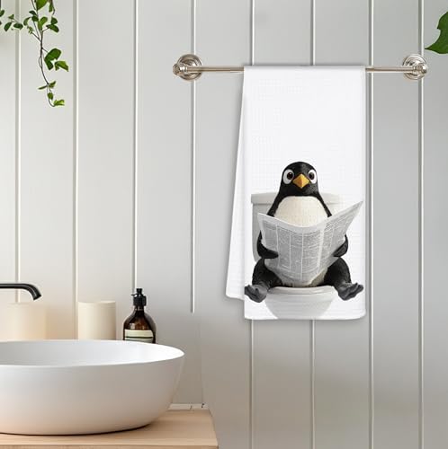 Funny Penguin Hand Towels - 16x24 Inch Bathroom Decor
