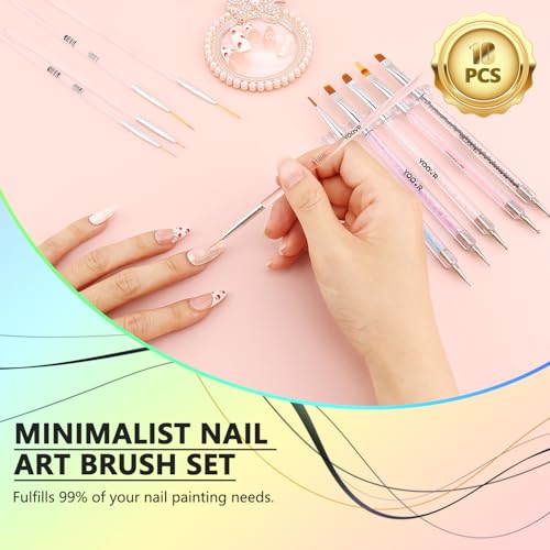 YOOVR 10-Piece Nail Art Brush and Dotting Tool Set for Gel Polish