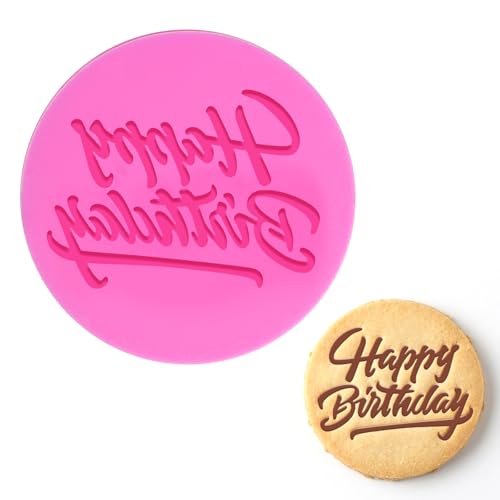 Happy Birthday Cookie Stamp - 3D Fondant Embosser for Cake Decorating