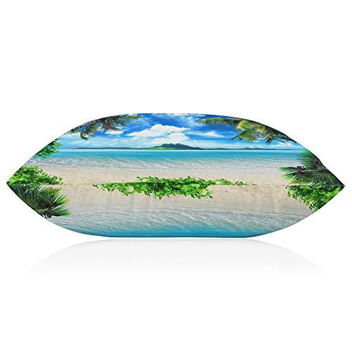 Palm Tree Beach Throw Pillow Cover 20x30 Inch - EKOBLA