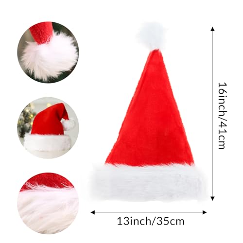 8 Pack Christmas Santa Hats - Red Felt Holiday Party Caps for Adults & Kids