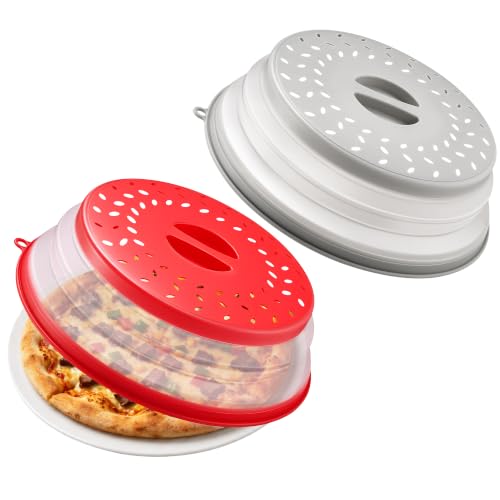 Collapsible Microwave Splatter Cover Set - 2 Pack, Grey & Red