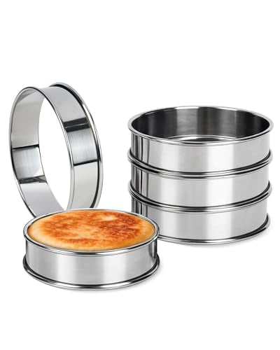 4-Inch Stainless Steel English Muffin and Crumpet Ring Set - 5-Pc