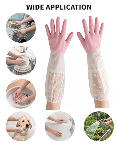 Geyynow 3PCS Reusable Rubber Dishwashing Gloves & Dish Rags Set