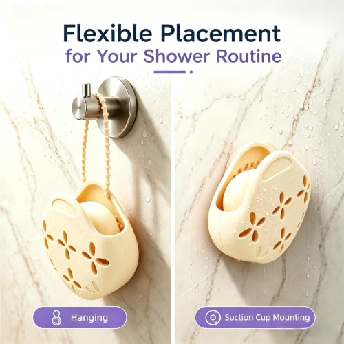MELAVORIXX Silicone Shower Steamer Holder & Soap Dish, Cream, Hangable
