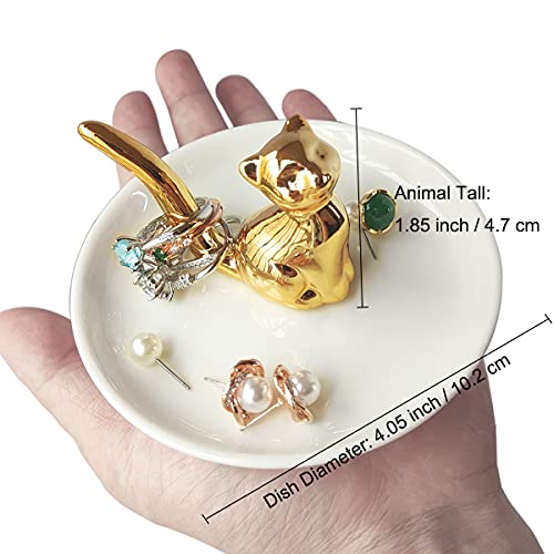 Bealuffe Ceramic Cat Ring Holder Dish for Jewelry Storage