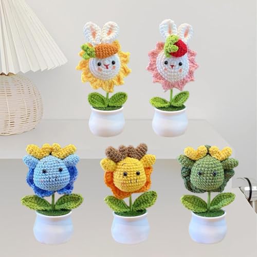 Hand-Crocheted Mini Flower Ornaments - Dragon & Rabbit Designs