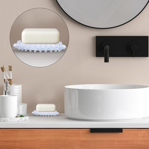 4-Pack Clear Plastic Soap Dish with Drainage Holes - PVC Soap Saver for Bathroom & Kitchen