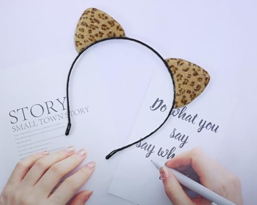 Penta Angel Leopard Print Cat Ears Headband for Costume and Cosplay
