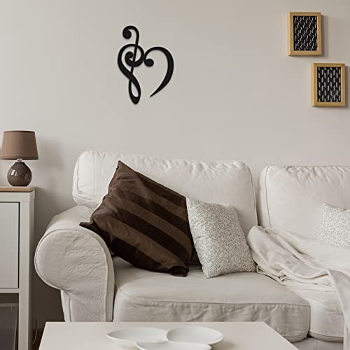 Wooden Heart Music Note Wall Decor - Rustic Art Sign for Home
