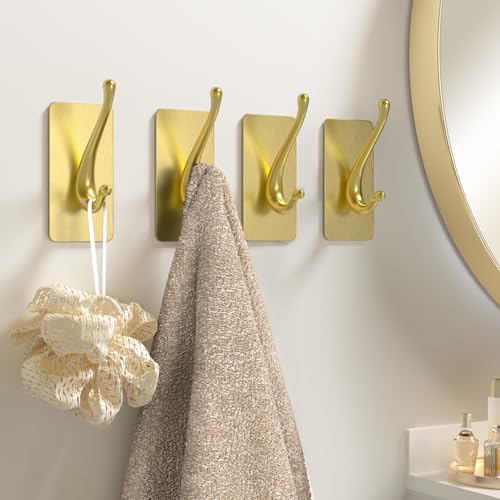 JCHOUS Adhesive Towel Hooks - Solid Alloy Wall Hooks, 2 Pack